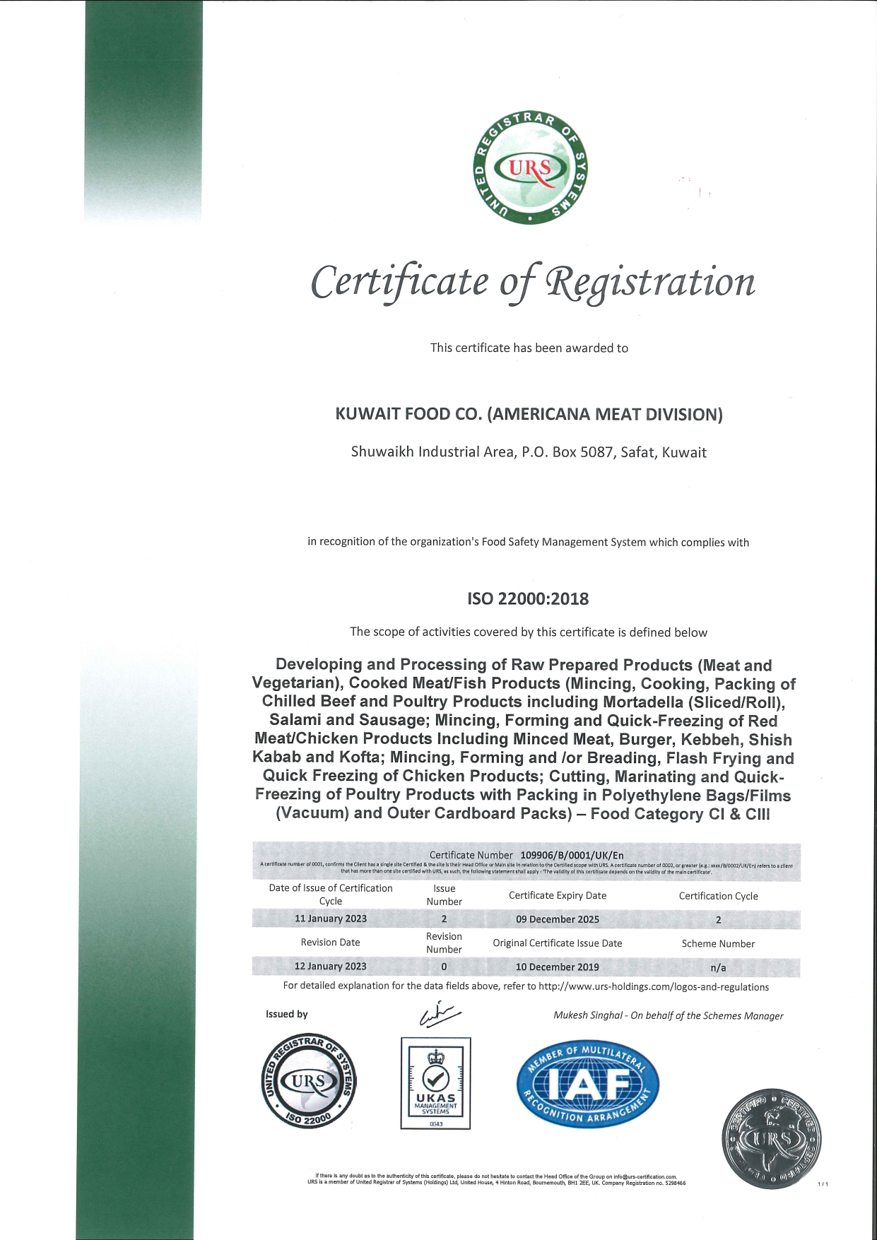 ISO 22000:2018 Certification